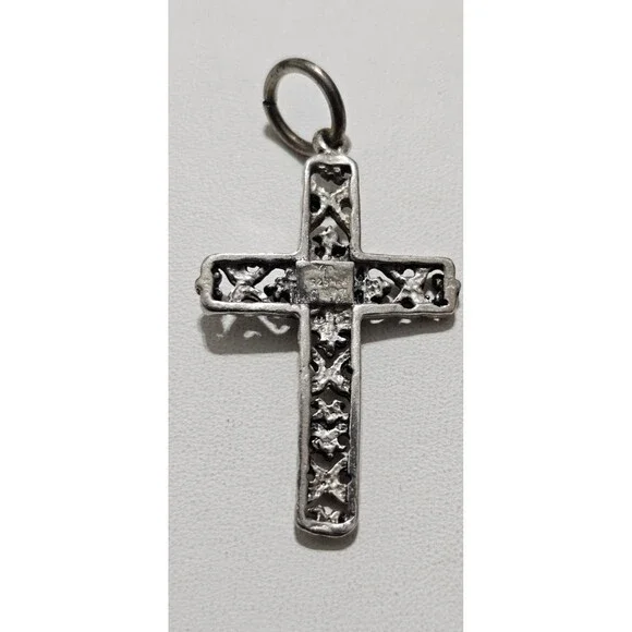 Vintage Sterling Silver Filigree Cross, Religious Jewelry, Christian Cross - Picture 3 of 6